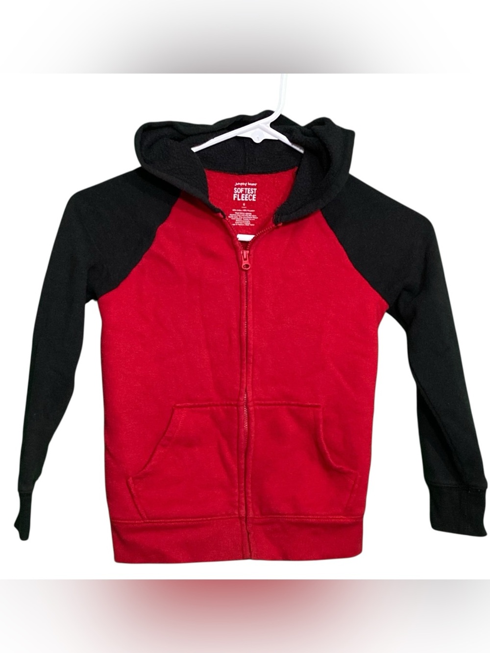 Boy’s Jumping Beans Red & Black Softest Fleece Zip Up Hoodie - Size 6